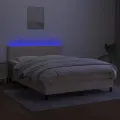 cadre de lit avec matelas LED Crème 140x200 cm Tissu