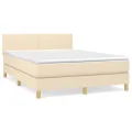 cadre de lit avec matelas Crème 140x200 cm Tissu