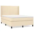 cadre de lit avec matelas Crème 140x200 cm Tissu