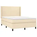 cadre de lit avec matelas Crème 140x200 cm Tissu
