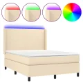 cadre de lit matelas et LED Crème 140x200 cm Tissu