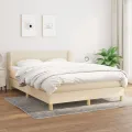 cadre de lit avec matelas Crème 140x190 cm Tissu