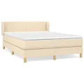 cadre de lit avec matelas Crème 140x190 cm Tissu