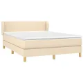 cadre de lit avec matelas Crème 140x190 cm Tissu
