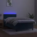 cadre de lit avec matelas et LED Bleu foncé 80x200cm