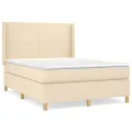 cadre de lit avec matelas Crème 140x190 cm Tissu