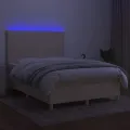 cadre de lit et matelas et LED Crème 140x190cm Tissu