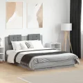 Cadre de lit avec tête de lit sonoma gris 135x190 cm