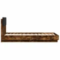 Cadre de lit tête de lit et lumières LED chêne fumé 90x190 cm