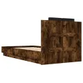 Cadre de lit tête de lit et lumières LED chêne fumé 90x190 cm