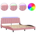 Cadre de lit avec lumières LED rose 180x200 cm velours