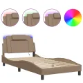 Cadre de lit avec lumières LED cappuccino 100x200 cm similicuir