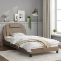 Cadre de lit avec lumières LED cappuccino 100x200 cm similicuir