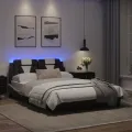 Cadre de lit avec lumières LED noir blanc 120x200 cm similicuir