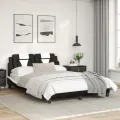 Cadre de lit et tête de lit noir et blanc 120x200 cm similicuir
