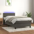 cadre de lit avec matelas et LED Gris foncé 90x200cm