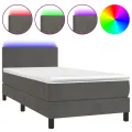 cadre de lit avec matelas et LED Gris foncé 90x200cm