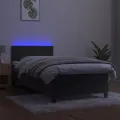 cadre de lit avec matelas et LED Gris foncé 90x200cm