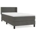 cadre de lit et matelas Gris foncé 90x200 cm Velours