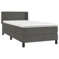 cadre de lit et matelas Gris foncé 90x200 cm Velours