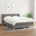 cadre de lit avec matelas Gris foncé 140x190cm Tissu