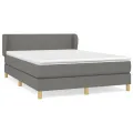 cadre de lit avec matelas Gris foncé 140x190cm Tissu