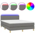 cadre de lit et matelas et LED Gris foncé 140x200 cm