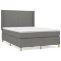 cadre de lit avec matelas Gris foncé 140x200cm Tissu