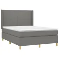 cadre de lit avec matelas Gris foncé 140x200cm Tissu