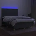 cadre de lit et matelas et LED Gris foncé 140x190 cm