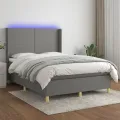 cadre de lit matelas LED Gris foncé 140x190 cm Tissu