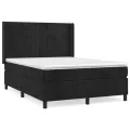 cadre de lit avec matelas Noir 140x200 cm Velours