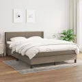 cadre de lit avec matelas Taupe 140x200 cm Tissu