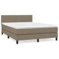 cadre de lit avec matelas Taupe 140x200 cm Tissu