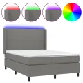 cadre de lit matelas LED Gris foncé 140x200 cm Tissu