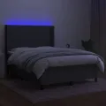 cadre de lit matelas LED Gris foncé 140x200 cm Tissu