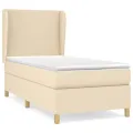 cadre de lit avec matelas Crème 100x200 cm Tissu