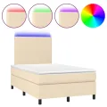 cadre de lit et matelas et LED Crème 120x200cm Tissu
