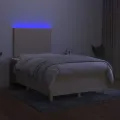 cadre de lit et matelas et LED Crème 120x200cm Tissu