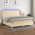 cadre de lit matelas et LED Crème 200x200 cm Tissu