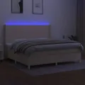 cadre de lit matelas et LED Crème 200x200 cm Tissu