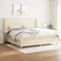 cadre de lit avec matelas Crème 200x200 cm Tissu