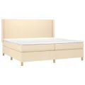 cadre de lit avec matelas Crème 200x200 cm Tissu