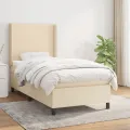 cadre de lit avec matelas Crème 100x200 cm Tissu