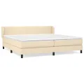 cadre de lit avec matelas Crème 200x200 cm Tissu