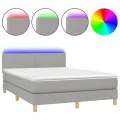 cadre de lit et matelas et LED Gris clair 140x200 cm