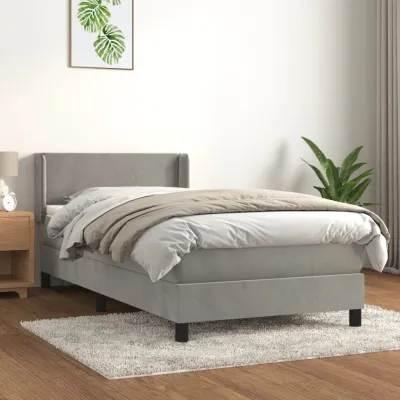 cadre de lit et matelas Gris clair 80x200 cm Velours