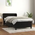 cadre de lit et matelas Noir 80x200 cm Velours