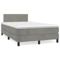 cadre de lit et matelas Gris clair 120x200cm Velours