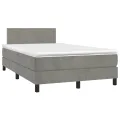 cadre de lit et matelas Gris clair 120x200cm Velours